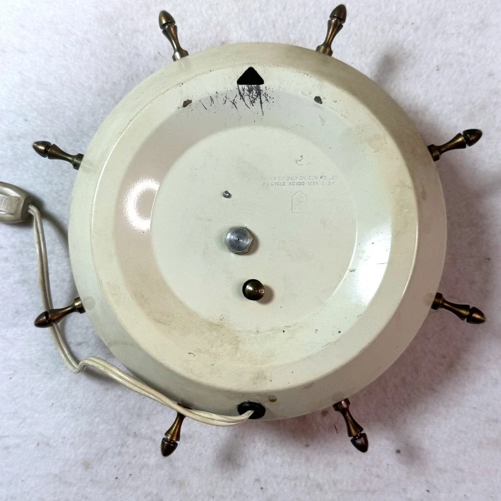 Vintage Ingraham Canadian Ship Wheel Electric Clock Mid Century Nautical WORKS